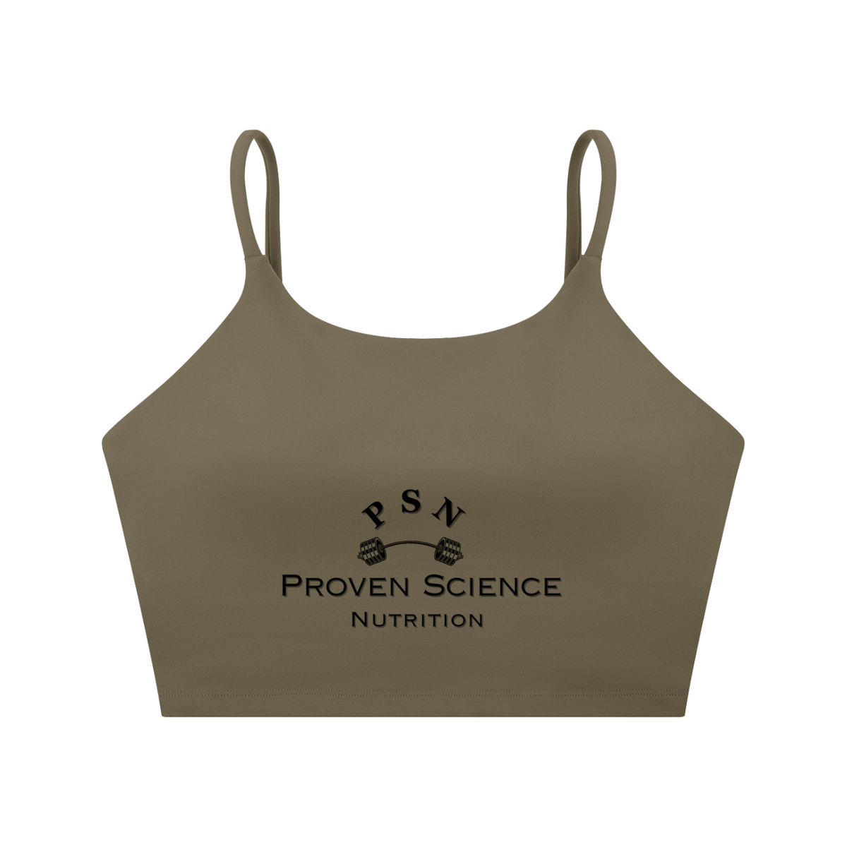 Proven Science Spaghetti Strap Yoga Sports Bra - Black Logo