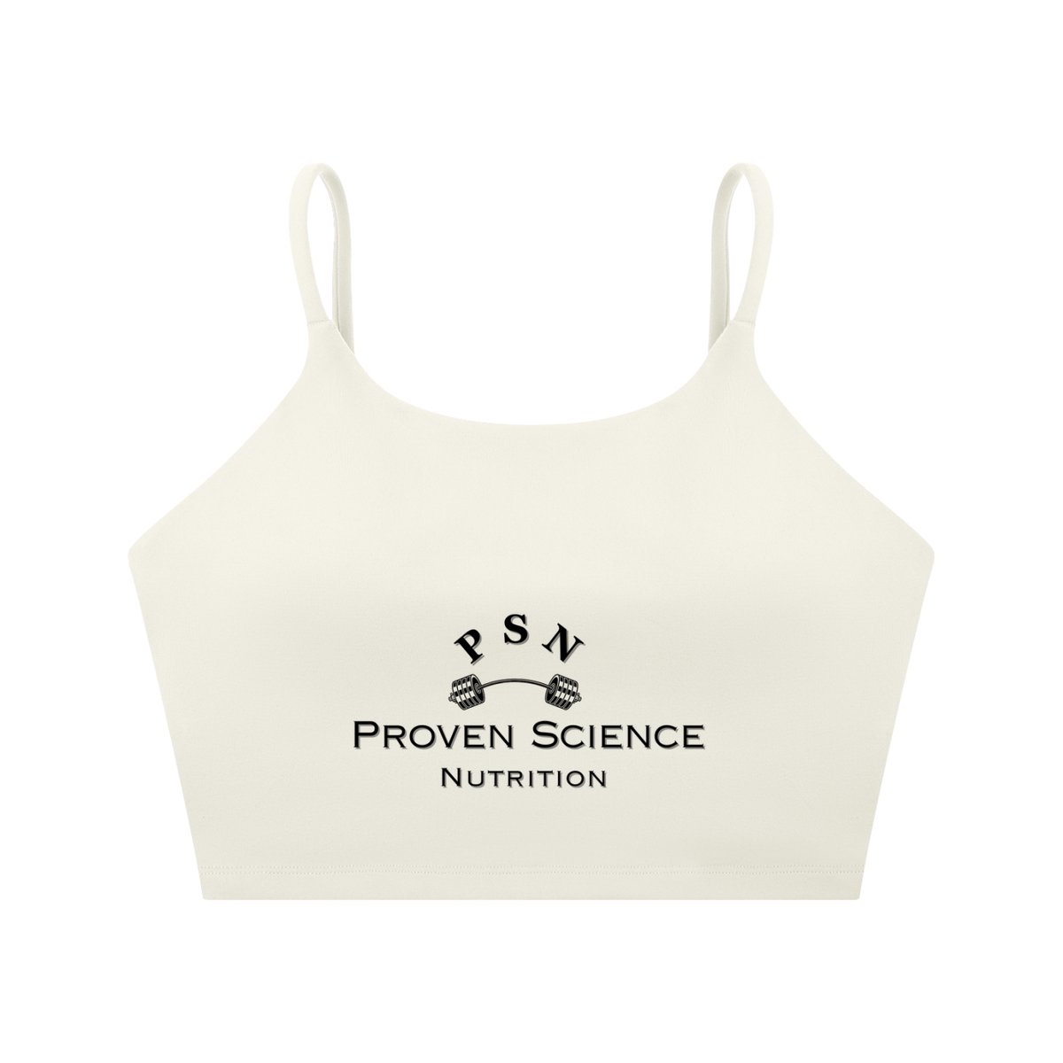Proven Science Spaghetti Strap Yoga Sports Bra - Black Logo