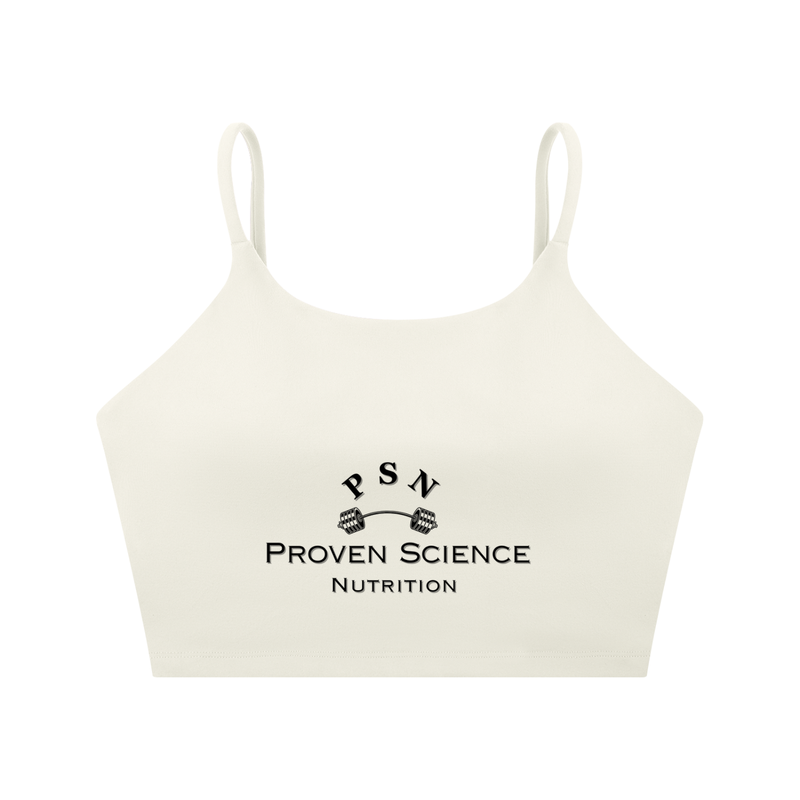 Proven Science Spaghetti Strap Yoga Sports Bra - Black Logo