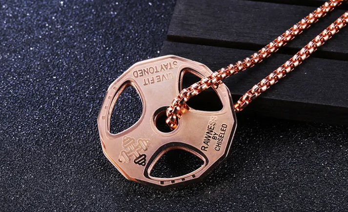 Weight Plate Pendant & Chain, Rose Gold