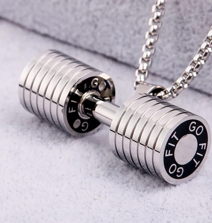 Dumbbell Pendant & Chain, Silver