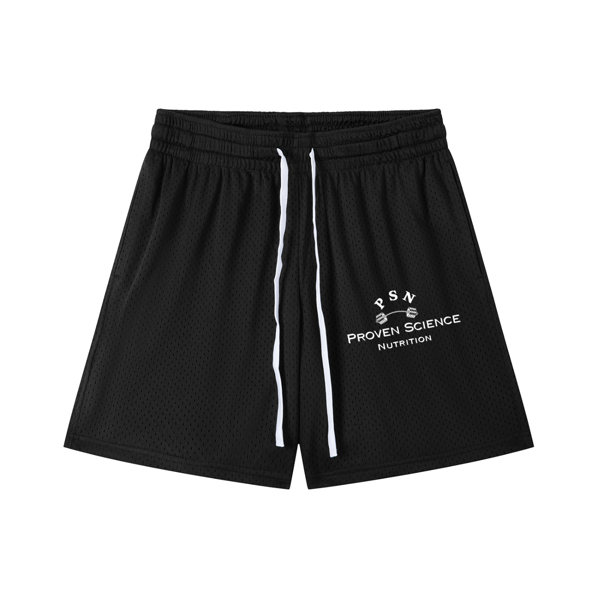 Mesh Drawstring PSN Shorts, Black