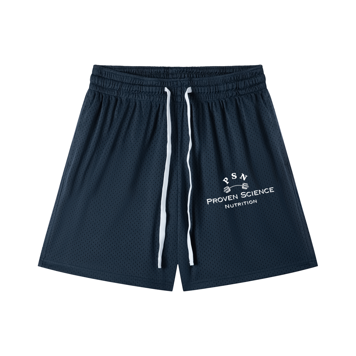 Mesh Drawstring PSN Shorts, Navy Blue