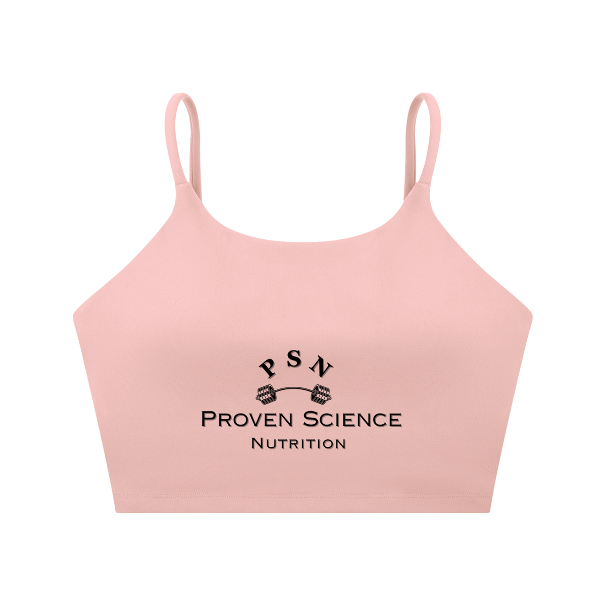 Proven Science Spaghetti Strap Yoga Sports Bra - Black Logo