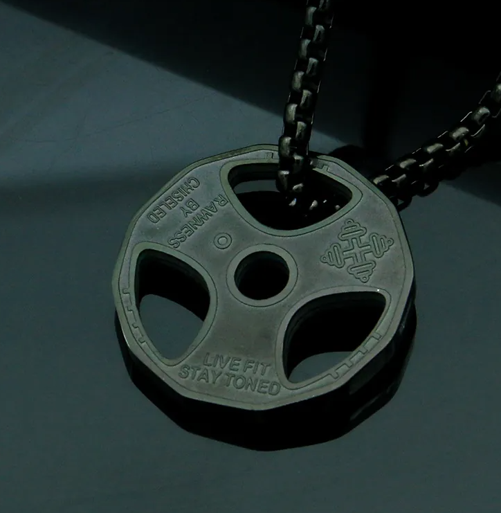 Weight Plate Pendant & Chain, Black