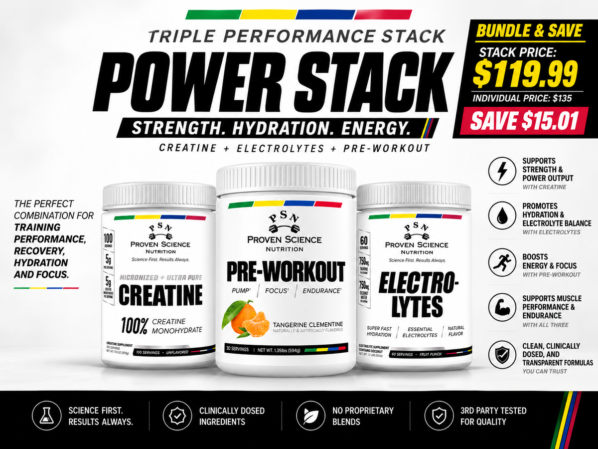PSN Power Stack: Creatine, Electrolytes and Pre-Workout