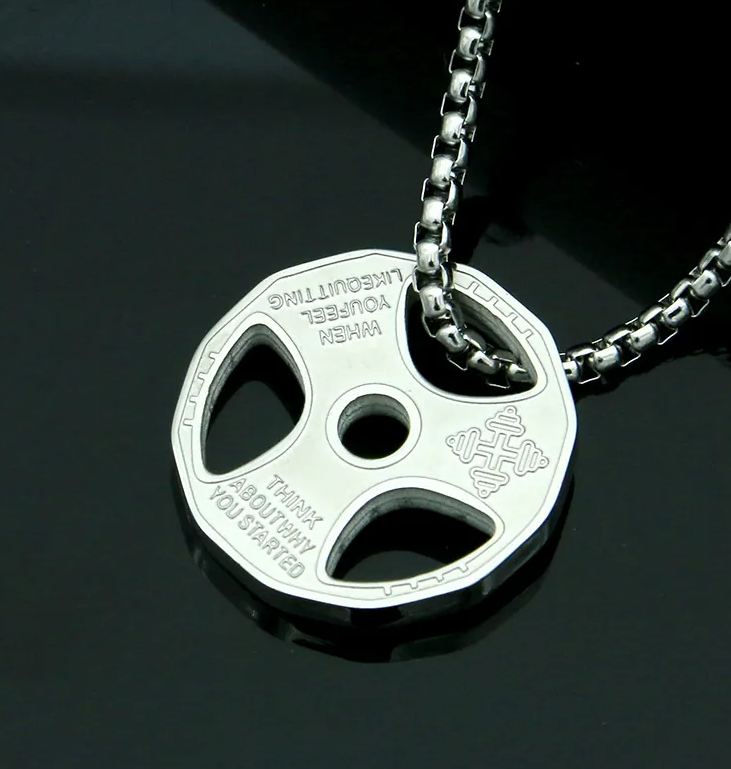 Weight Plate Pendant & Chain, Silver