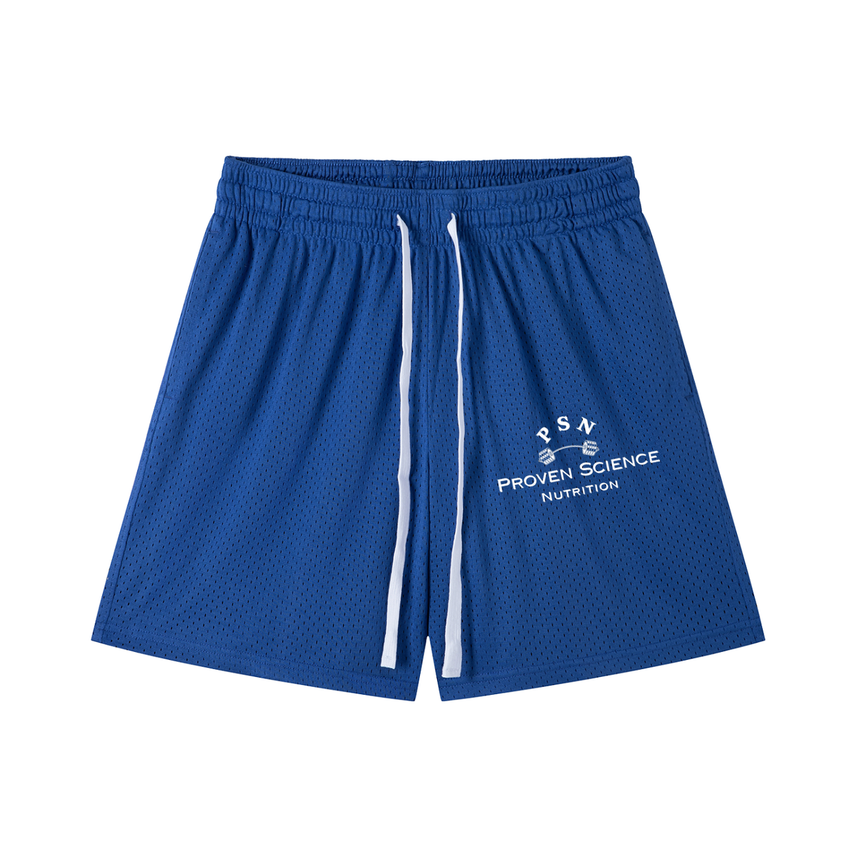 Mesh Drawstring PSN Shorts, Colorful Blue